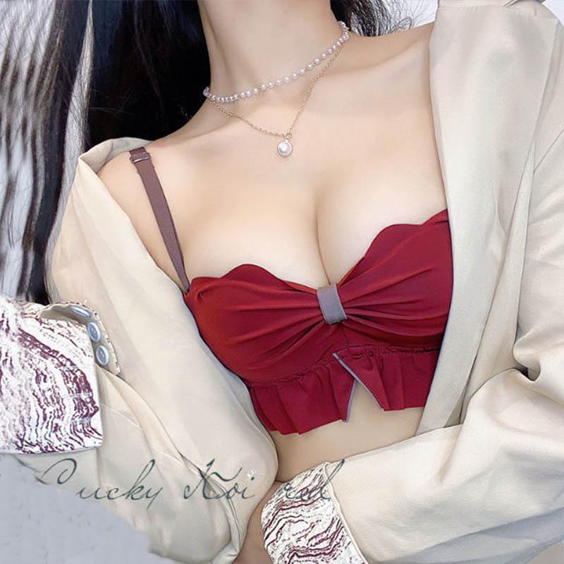 Girls Underwear Flat Chest Special Adjustable Detachable Shoulder Straps No Steel Ring Soft Upper Support Breathable Gather Stereotyped Bra