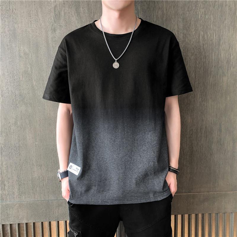 Men's Summer All-match Short-sleeved T-shirt Gradient Clothes Pure Cotton Loose Half-sleeved Men's Shirt