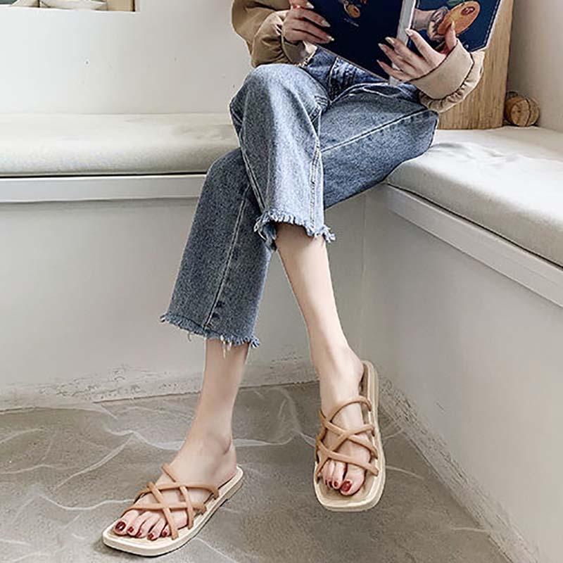 Ladies Sandals and Slippers for Outer Wear, Summer Korean Fashion Soft Bottom Non-slip Student Fairy Style Slippers