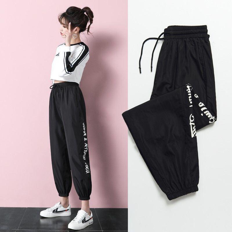 Plus Spring and Summer Handsome Hip-hop Pants Women Korean Style Trendy Student Loose Sweatpants Look Thin Casual and Versatile