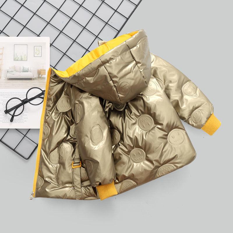 Girls' Down Jacket Shiny Face-free Winter Wear Thick Warm and Windproof Jacket