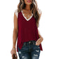 European and American Summer Lace Vest Loose Casual Slit T-shirt