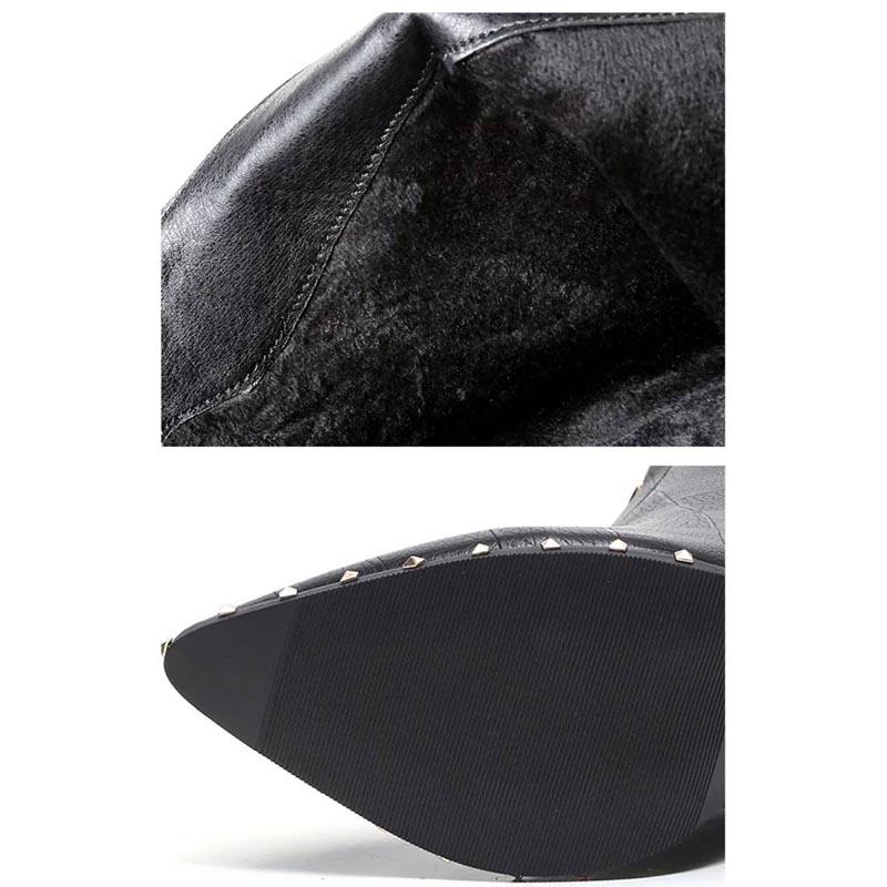 Black Pointed High Heels Martin Boots Sexy Stiletto Zipper Tassel Ankle Boots
