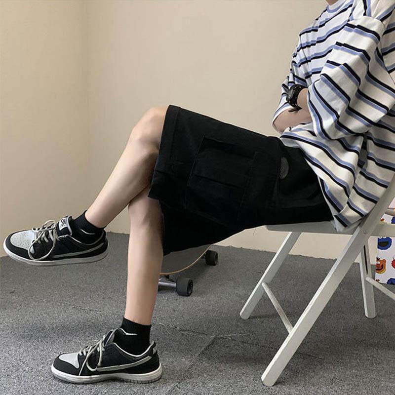 American Retro Overalls Shorts Men's Summer Five-point Pants Men's Loose Wide-leg Pants Fashion Beach Pants All-match Casual Shorts