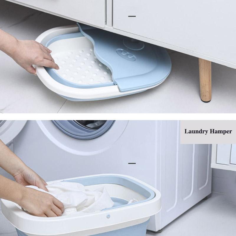 Household Folding Foot Bath Barrel for Children with Lid Foot Bath Barrel Heightening Massage Foot Barrel Plastic Foot Basin Dormitory Health