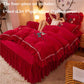 High-end Korean Version of Double-sided Milk Crystal Velvet Bed Skirt Four-piece Bed Duvet Cover Winter Thickening