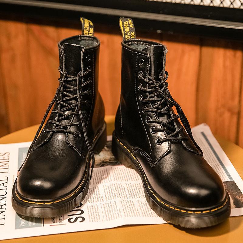 Men High-top Martin Boots British Style Couple Breathable Work Boots All-match Waterproof Thick Bottom Outdoor Shoes Autumn Winter