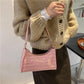 Exquisite Shopping Bag Niche Underarm Bag Women Retro Casual Women's Shoulder Bag Crocodile Grain Leather Solid Color Women's Chain Handbag