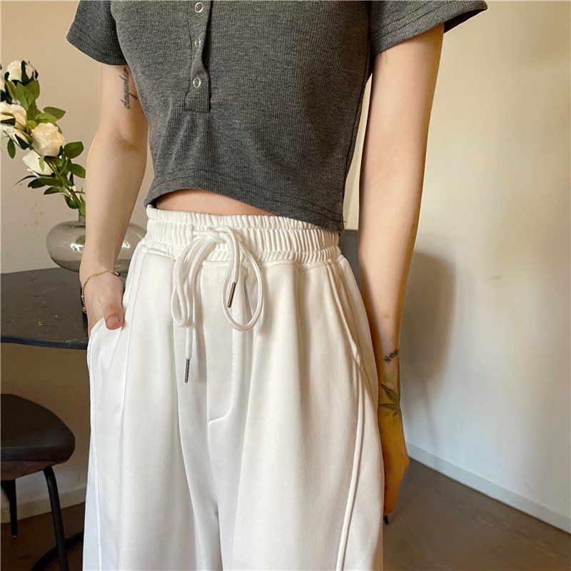 Sports Casual Pants Women's Wide-leg Loose-fitting Feet INS Trend All-match Casual Pants Student Women's Health Pants