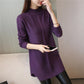 Pofulove mid-length half-high collar thickened Sweater large size loose-knit base shirt dress
