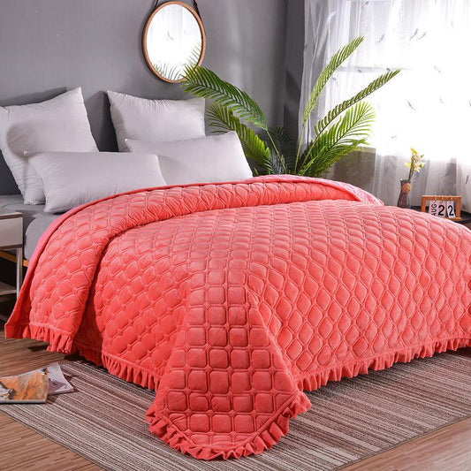 Flannel Blanket Single and Double Sleeping Cover Cushion Blanket Crystal Velvet Bed Cover Double-sided Bed Sheet Quilted Thick Non-slip Mattress