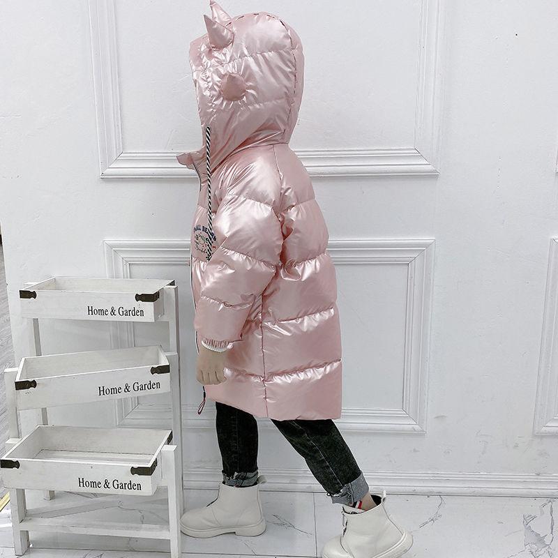 Girls' Warm and Windproof Down Jacket Mid-length Jacket White Duck Down Children's Wear