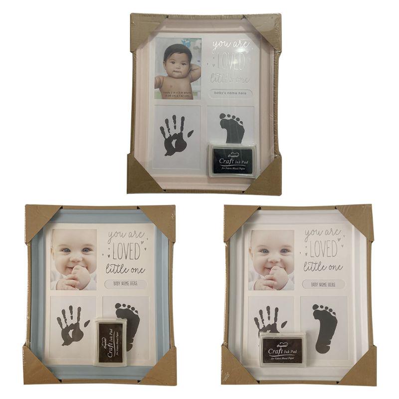 900C Newborn Hand and Foot Print Ornaments 12 Months Photo Frame with Craft Ink Pad Home Decoration Baby Kids Birthday Gift