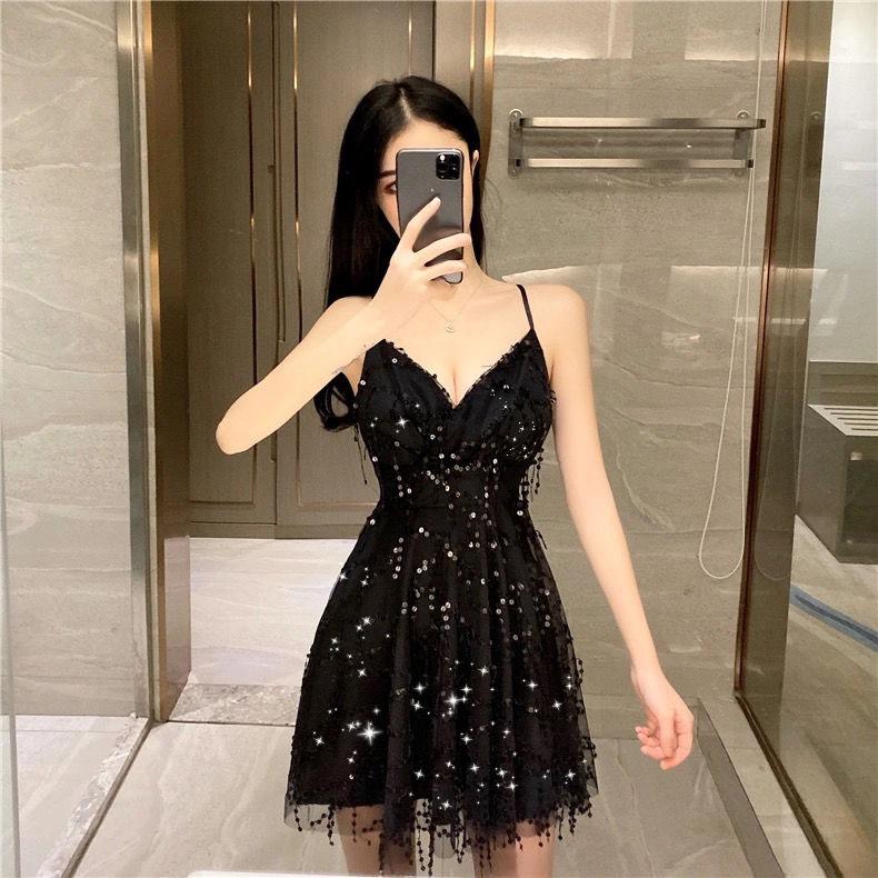 Women Summer Fringe Sequins Evening Club Halter Dress Vintage Unusual Beach Dress Mesh Slim Backless Short Night Party Dress