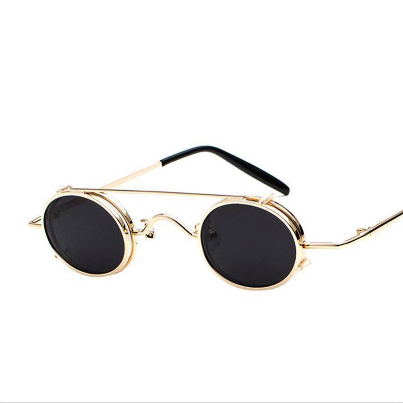 WTEMPO 2019 New Style Metal Steampunk Sunglasses Women Men Retro Removable lightweight Oval Sun Glas
