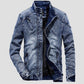 Denim Jacket Men's Korean Style Slim Casual Jacket Men's Autumn and Winter Plus Velvet Thickening Retro Washed Men's Clothing