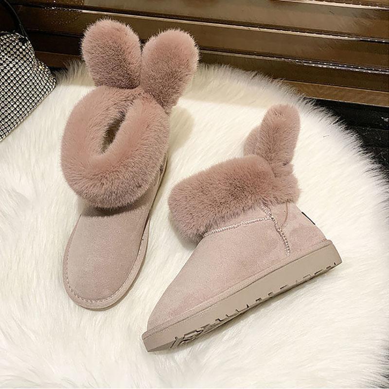 Rabbit Ears Snow Boots Women Winter Plus Velvet Thick Wild Korean Version of Short Tube Cotton Shoes Warm Shoes Women