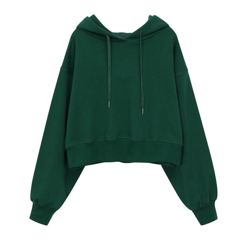 Sweatshirt Women's Short Loose Korean Style Spring and Autumn Hooded Pullover Top