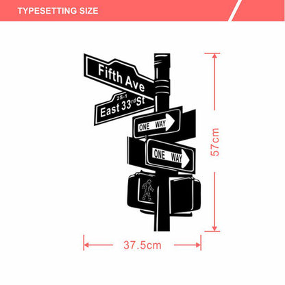 Creative Signpost Street Sign Wall Stickers Vinyl Art Decals Home Decoration For Living Room Bedroom