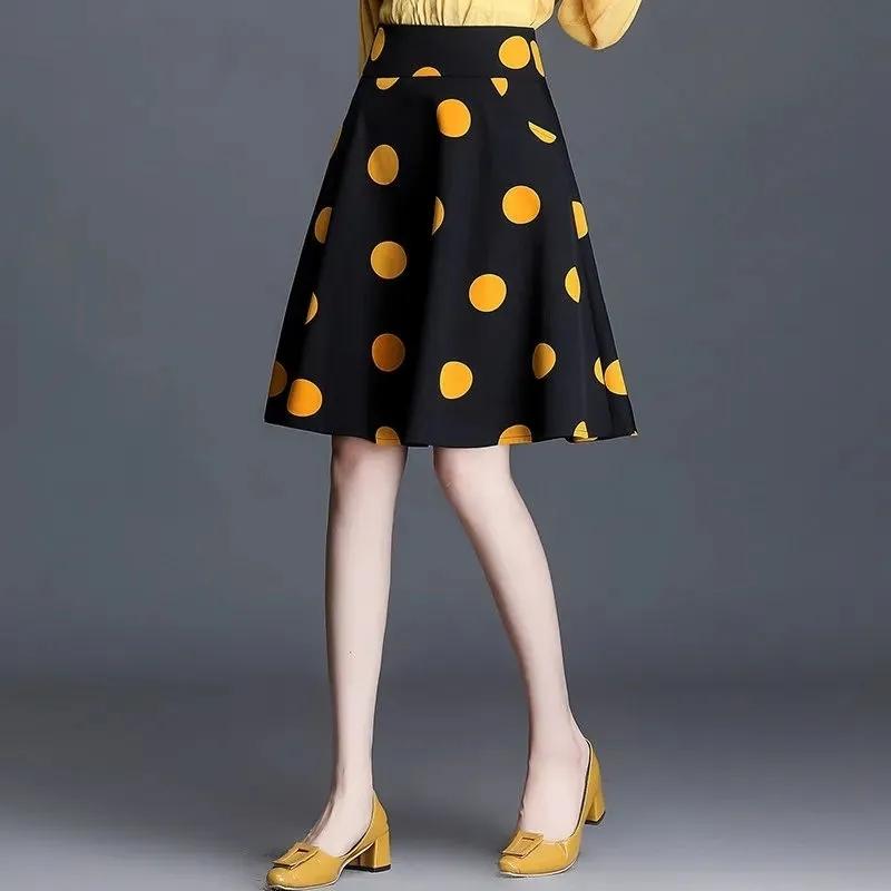 S-5XL Polka-dot Chiffon Skirt Women's Summer High Waist Anti-light Umbrella Skirt Thin A-line Large Swing Skirt Short Skirt