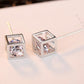 Simple Alloy Cube Zircon Stud Earrings Elegant Clear Zircon Stud Earrings for Women Girl Jewelry