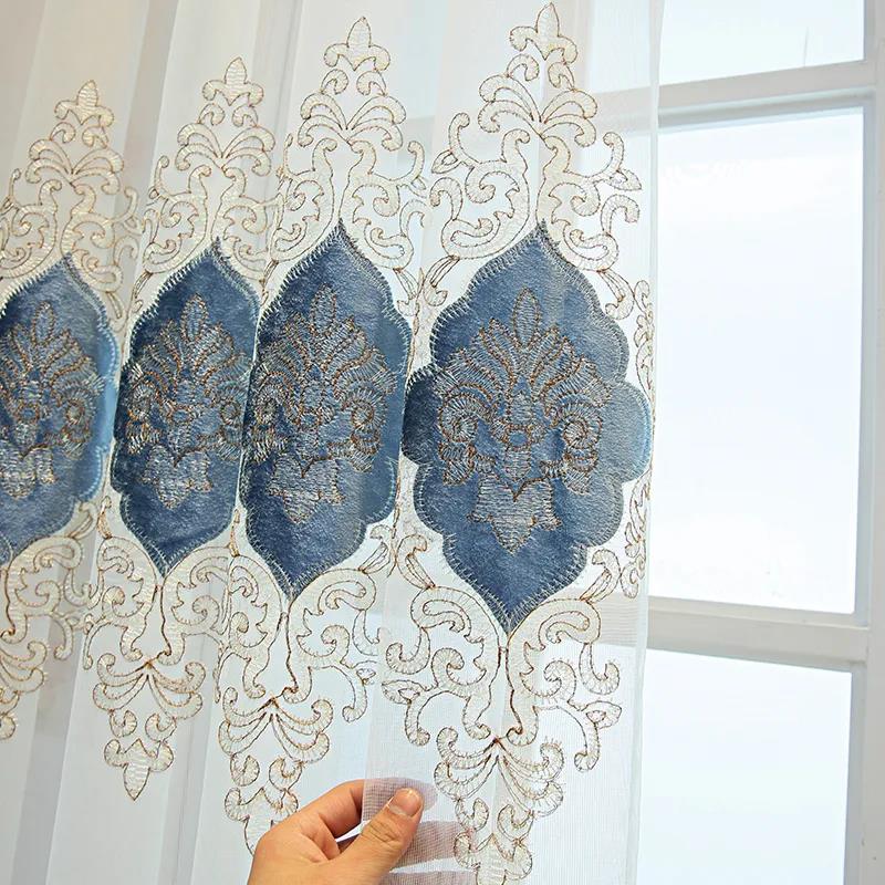 European Style Window Screen Living Room Balcony Tulle White Gauze Lace Window Screen (200×270cm)