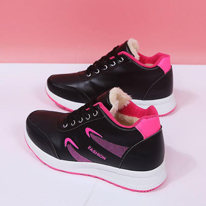 Thicken Plus Velvet Leather Cotton Shoes Women Winter Waterproof and Warm High-top Shoes Casual Shoes Snow Shoes