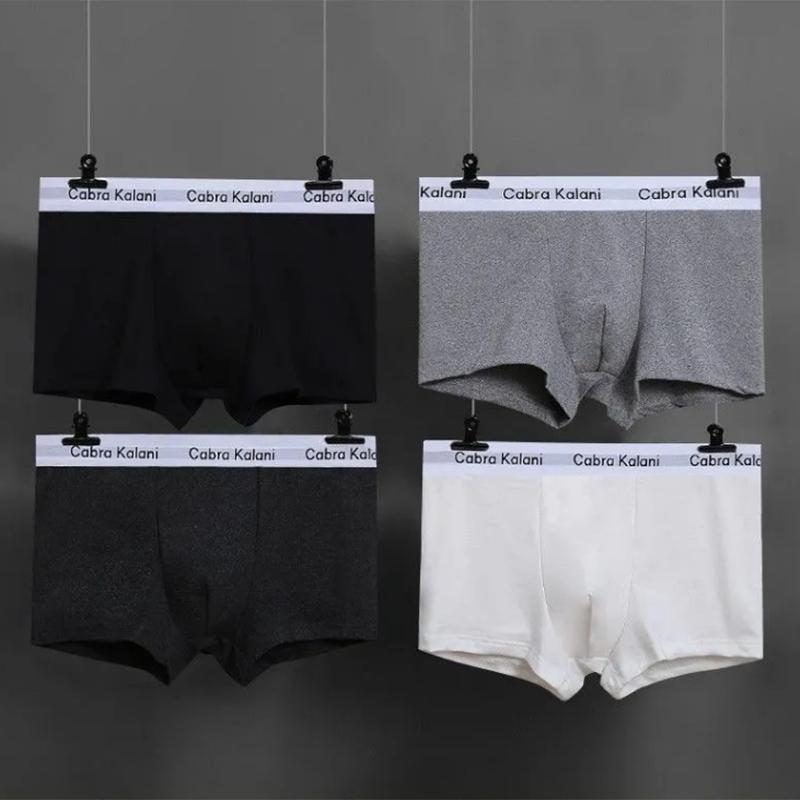 4 Pieces Men's Underwear Modal Boxer Solid Color Ice Silk Sports Comfortable Boxer Briefs Gift Box Packaging Mid Waist Underpants Breathable Panties