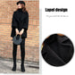 Loose Black Woolen Coat Mid-length Woolen Coat Autumn  Winter Thick Double-breasted Pea Coat