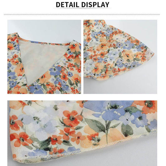 European and American Print Elegant Dress Sexy Holiday Swing Skirt