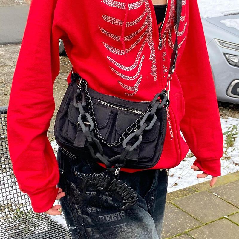 Y2K Rhinestone Skeleton Zip Up Oversized Sweatshirts Summer Goth Hoodies Women Grunge Hooded Jacket Streetwear Retro Clothe