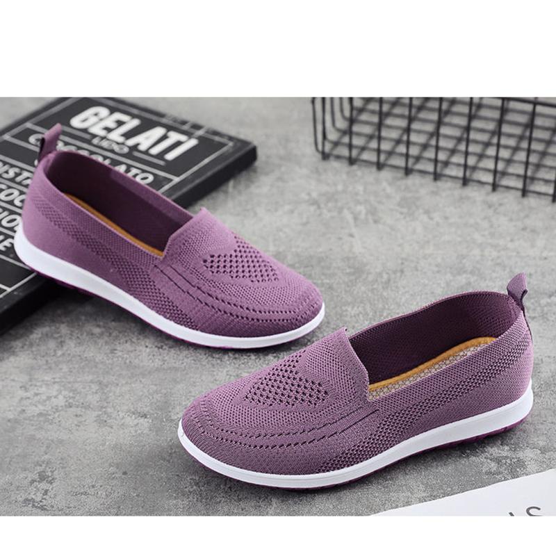 Women's Shoes Knitted Sneakers Ladies Mesh Breathable Slip Woman Vulcanized Shoes Flats Spring Female Walking Footwear