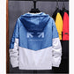 Men's Spring and Autumn Coat Sportwear Jacket Korean Trend Colorblock Print Hooded Jacket Loose Casual Bomber Jacket
