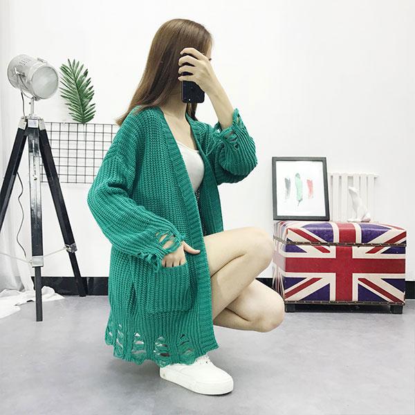 Wild Solid Color Sweater Sweater Women Loose Large Size Knitted Cardigan Sweater Women