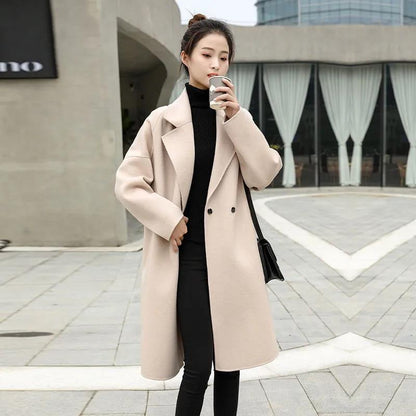 Spring and Autumn Woolen Coat Women Loose Casual Fashion Coat
