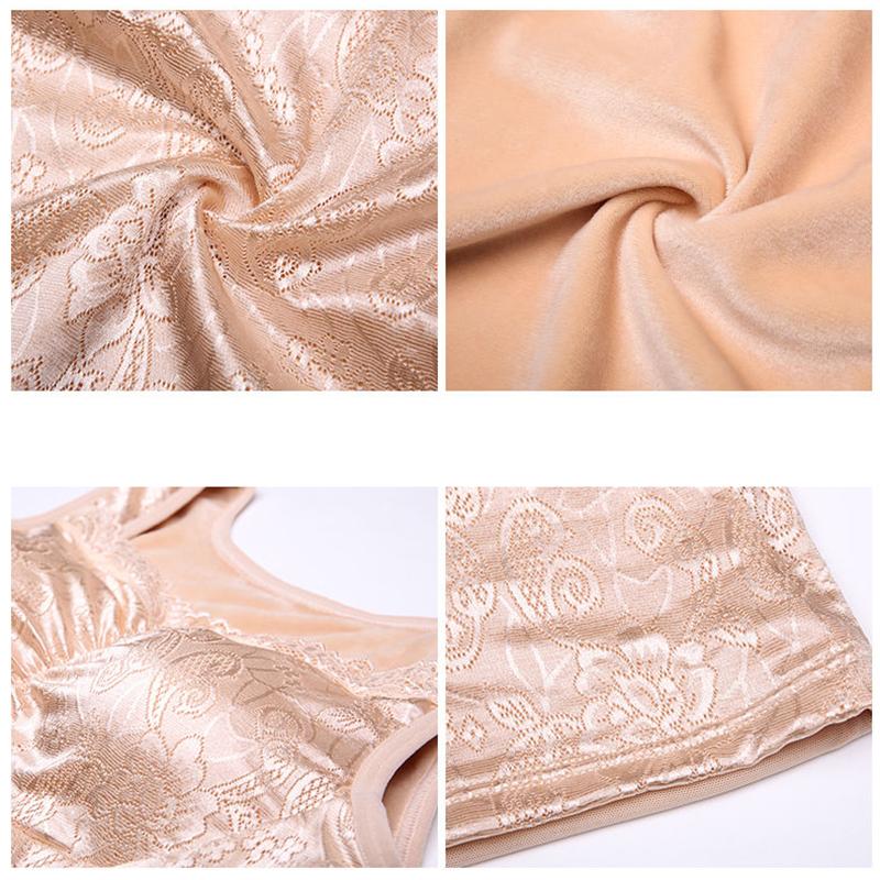 Women's Warm Vest Thickened Plus Velvet Body Sculpting Chest Support Autumn and Winter Cotton Thermal Underwear Tight-fitting Bottoming Shirt Vest Top