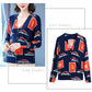Autumn Winter Ladies Wool Cardigan  Single-breasted 3D Printing Cardigan Coat