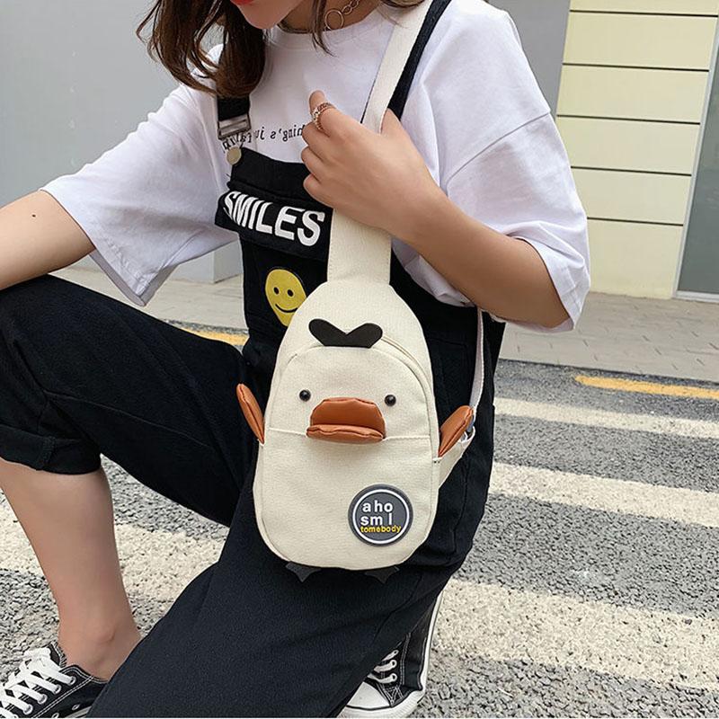 Cute Unisex Children Canvas Sling Bag Outdoor Travel Boy Girl Shoulder Bag Home Supplies Crossbody Chest Bag for Gift