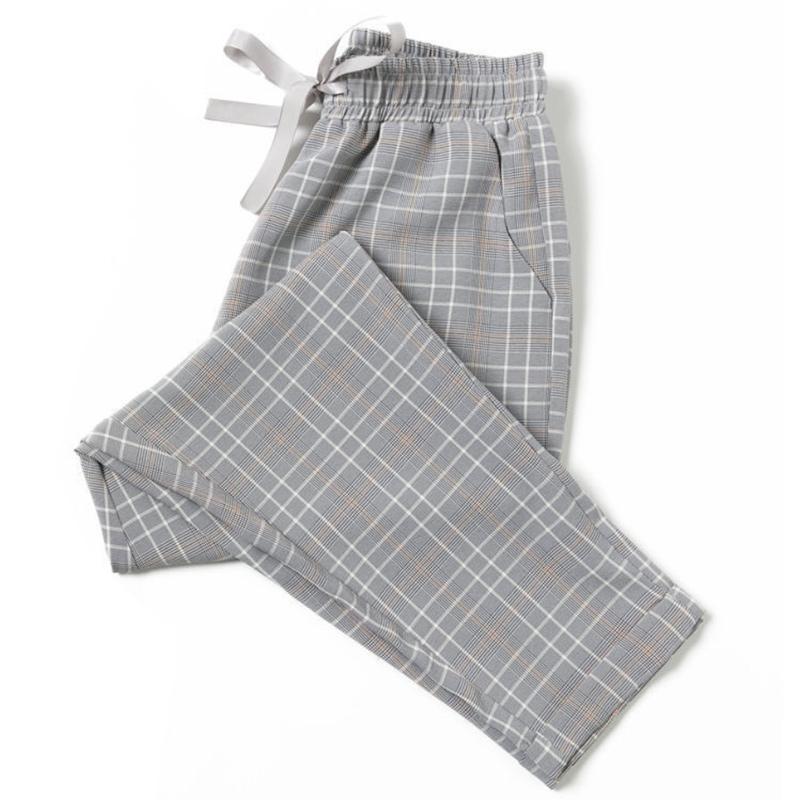 Spring and Summer Korean Version of Casual Harem Pants Girls Loose Nine-point Pants Slim Straight Plaid Pants