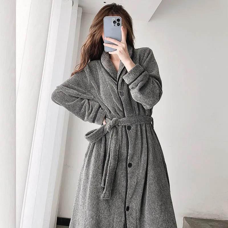 Autumn and Winter Coral Fleece Nightgown Women's Plus Size Pajamas 200 Catties Fat MM Home Service Long Section Over The Knee Flannel Bathrobe