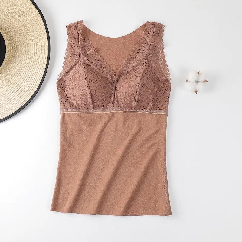 Thermo Underwear Women Sexy Winter Clothing Warm Thermal Vest Lace Undershirt Sleeveless V Neck Plus Size Underwear
