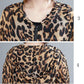 WTEMPO Large Size Chiffon Leopard Print Coat Long-sleeved Irregular Mid-calf Length Sun Protection Clothing Zipper Hooded