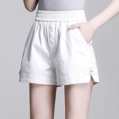 High Waist Shorts Women Summer Thin Section Fashion Slim Straight Casual Wide-legged Elastic Waist Outer Wear Women's Pants