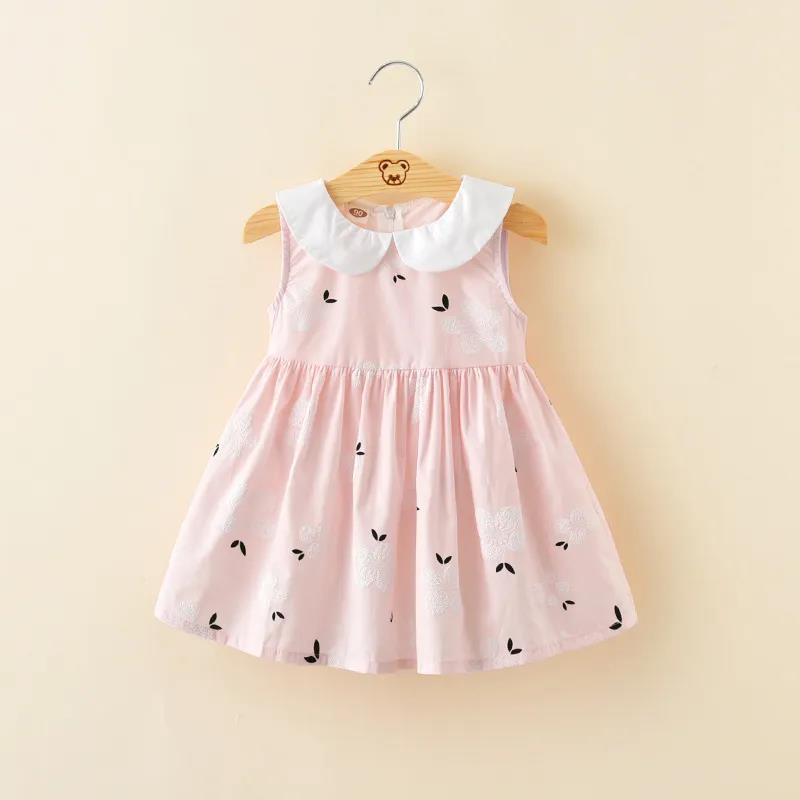 Girls Dress Summer Cotton Vest Princess Skirt Children's Doll Collar Sleeveless Skirt Baby Floral A-line Skirt