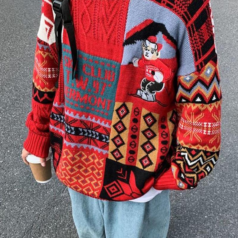 WTEMPO Christmas Couple Sweater Lapel Sweater Soft Casual Knitted Sweater Winter Thicken Warm Pullover