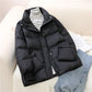 Short Down Jacket Women's Large Size White Duck Down Loose and Thick Women's Stand-up Collar Jacket