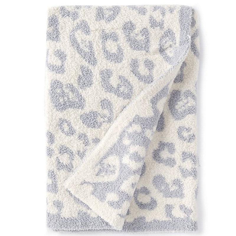 Woolen Blankets Children's Knitted Leopard Blankets Plus Fleece Throw Blankets for Kids Adult