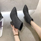 Women's Mid-heel Leather Ankle Boots Chunky Heel Fashion Martin Boots All-match Plus Size Ladies Leather Boots