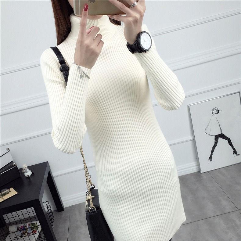Women Sweater Dress Knitted Long Pullovers Autumn Winter Slim Jumper Knitting Christmas Sweaters