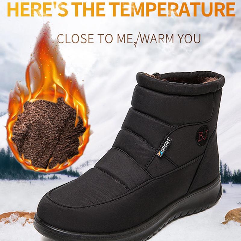 Winter Snow Boots Women's Short Boots Cloth Shoes Women's Flat-bottomed Waterproof and Warmth Large Size Plus Velvet Thick Cotton Shoes